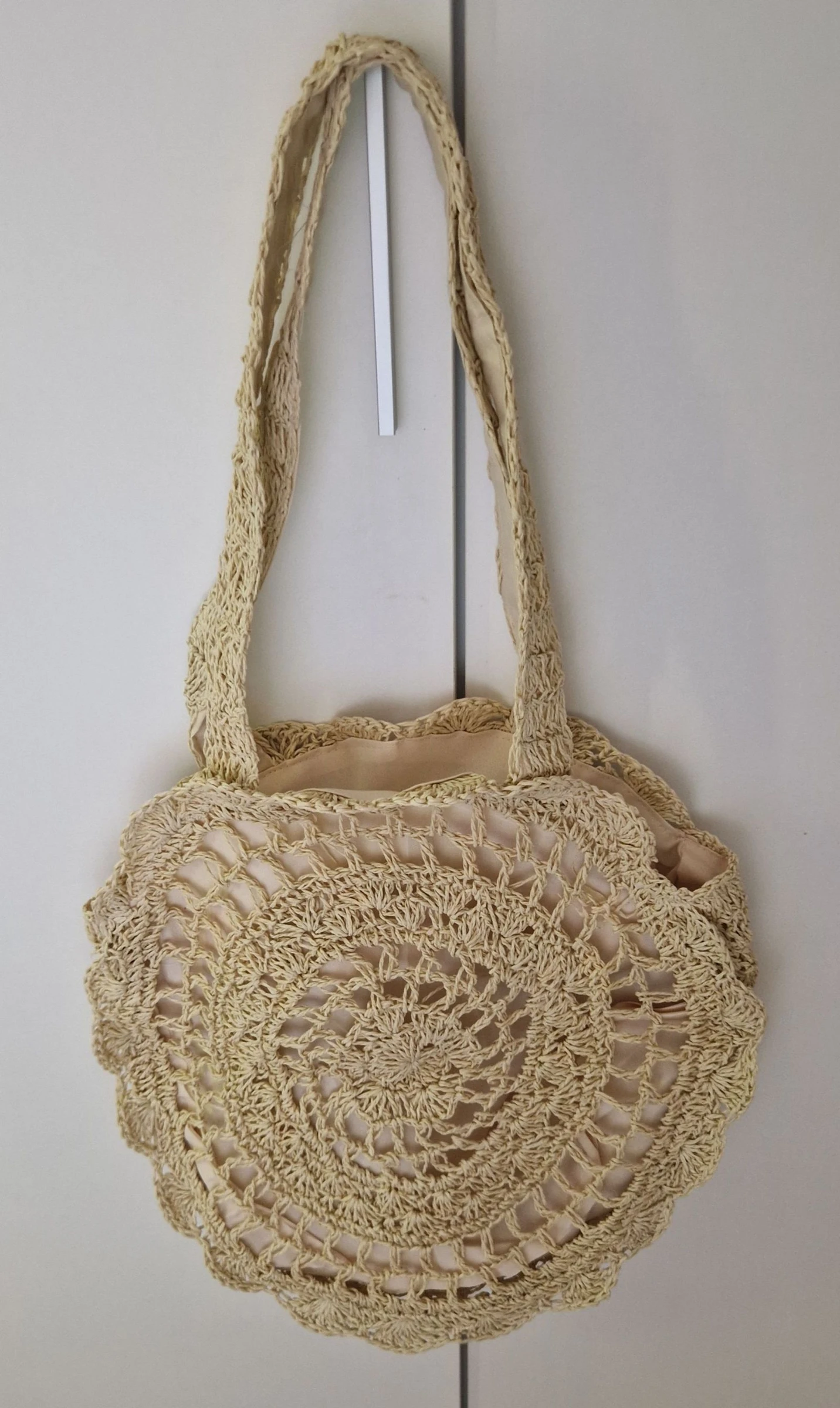 Bolso bandolera crochet rafia crudo